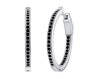 Silvego Orecchini A Cerchio In Argento Milla Da 22 Mm Con Zirconi Neri Brillanti Jjje0106Ebck