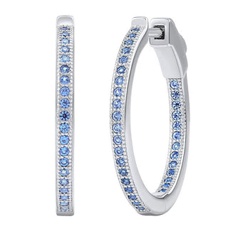 Silvego Orecchini A Cerchio In Argento Milla Da 22 Mm Con Zaffiro Blu Jjje0106Elb