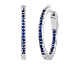Silvego Orecchini A Cerchio In Argento Milla Da 22 Mm Con Zaffiro Blu Jjje0106Espb
