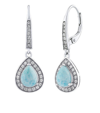 Silvego Orecchini Brisa In Argento Sterling Con Larimar Autentico E Zirconi Brillanti Jjj1141Elr