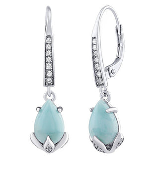 Silvego Orecchini Clarissa In Argento Sterling Con Larimar Autentico E Zirconi Brillanti Jjj1267Elr