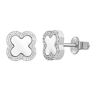 Silvego Silver Orecchini four-leaf clover Jonet con mother-of-pearl e Brilliance Zirconia MW02866EW