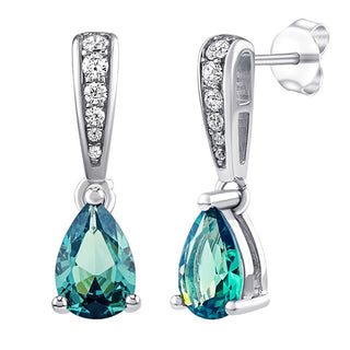 Silvego Orecchini Ella In Argento Con Tormalina Paraiba Sintetica E Zirconia Brillante Mss195Epar