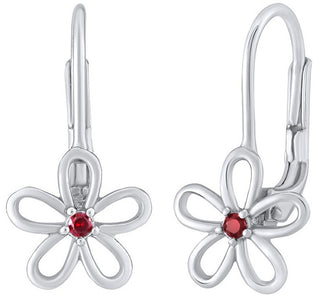 Silvego Ohrringe aus Silber - Blume mit rotem Zirkon Silvegob31857R 