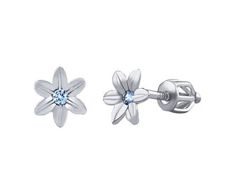 Silvego Flower-Shaped Silver Earrings with Sparkling Blue Zirconia Silvegob70449Bdslb 