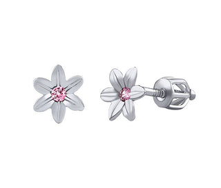 Silvego Orecchini A Forma Di Fiore In Argento Con Zirconi Rosa Brillanti Silvegob70449Bdsp
