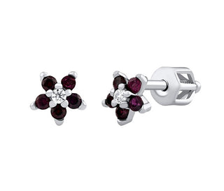 Silvego Orecchini Saskia Flower In Argento Con Rubino Sintetico E Zirconi Brillanti Silvegob70459Bdr