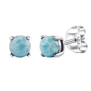 Silvego Silver Stud Earrings With Authentic Natural Larimar Jjjlrd6Elr 