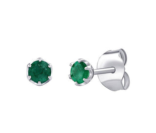 Silvego Orecchini A Bottone In Argento Con Smeraldo Naturale 4 Mm Jjj1032Eer