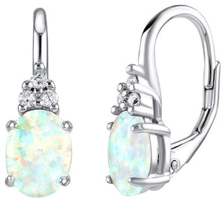 Silvego Silver Orecchini con white synthetic opal Olivia LPS1508W