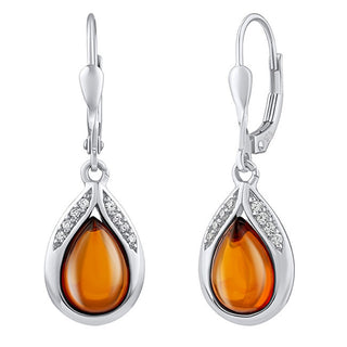 Silvego Orecchini In Argento Con Ambra Naturale Jst13327Ej