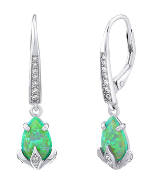 Silvego Silver Orecchini con green synthetic opal JJJE1267G