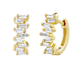 Silvego Bernie Silver/Gold Plated Hoop Earrings with Sparkling Zircons Dcc1541Ewgp 