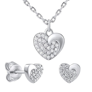 Silvego Silver LOVE jewelry Set regalo for lovers MWS11187 (Orecchini, Collana)