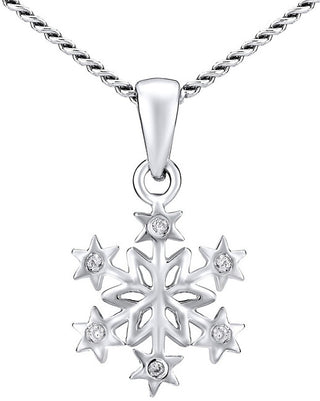 Silvego Silver Snowflake Necklace Ztj81189Vsw (Chain, Pendant) 
