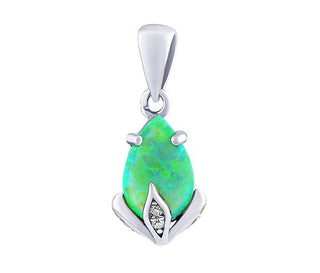 Silvego Silver Clarissa Ciondolo con Green Opal e Brilliance Zirconia JJJ1267PG