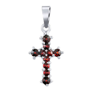 Silver Ciondolo Ophelia cross con natural garnets SILVEGOB180038P