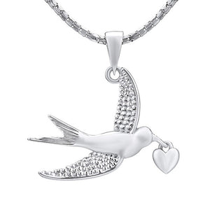 Silvego Silver Bird-Shaped Pendant with Heart Mwp13323A 