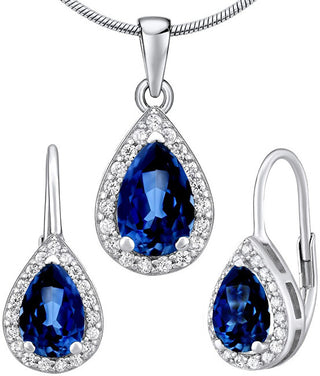 Silvego Set In Argento Monaco Con Zaffiro Lps0341Bs (Orecchino, Pendente)