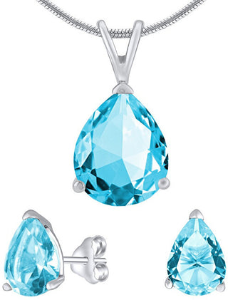 Silvego Set Di Gioielli In Argento Con Cristallo Turchese Jjjs222 (Orecchini, Pendente)