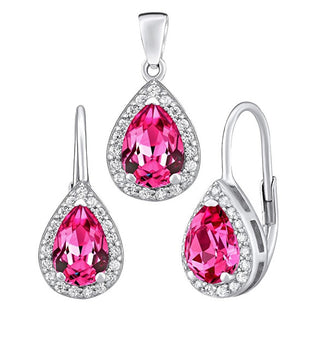 Silvego Silver jewelry set MONACO Orecchini e Ciondolo con synthetic ruby LPS0341R