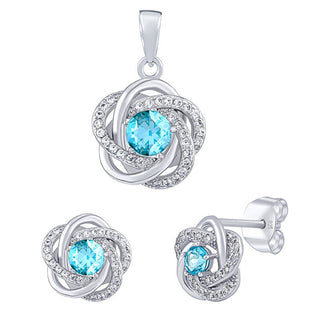 Silvego Parure Di Gioielli In Argento Rosalyn Con Vero Topazio Svizzero E Zirconia Brillante Jjjs0088Ts (Orecchini, Pendente)