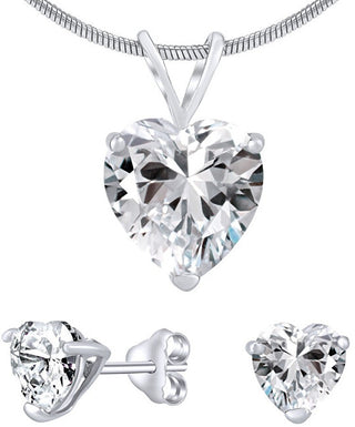 Silvego Set Di Gioielli In Argento Con Cristallo Trasparente Jjjheart01 (Orecchini, Pendente)