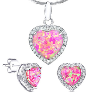 Silvego Cuore In Argento Con Opali Sintetici Jjjs0103C2 (Orecchini, Pendente)
