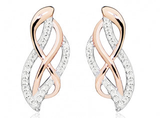 Silver Cat Elegantes pendientes bicolor con circonitas Sc434 