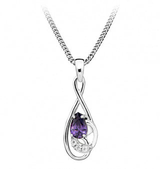 Silver Cat Collana Moda Con Zircone Ametista Sc402