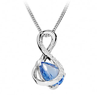 Silver Cat Collana Moda Con Spinello Blu E Zirconi Sc411
