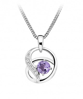 Silver Cat Sc457 Collana Alla Moda In Ametista Sintetica (Catena, Pendente)