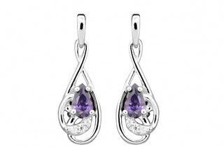 Silver Cat Pendientes de moda con circonita amatista Sc403 