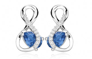 Silver Cat Orecchini Moda Con Spinello Blu E Zirconi Sc412