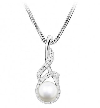 Silver Cat Delicate Necklace with Pearls and Zirconia Sc413 