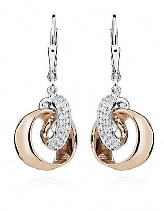 Silver Cat Elegantes pendientes bicolor con circonitas cúbicas Sc445 
