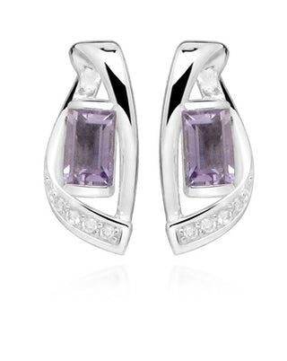 Silver Cat Pendientes de plata con amatistas sintéticas Sc472 
