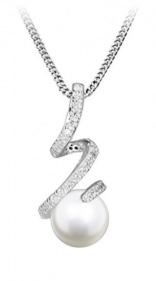 Silver Cat Collana Di Perle In Zirconia Affascinante Sc494 (Catena, Pendente)