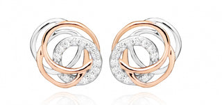 Silver Cat Elegantes pendientes bicolor con circonitas Sc407 