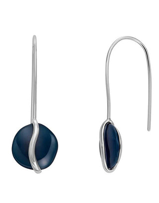 Skagen Pendientes de acero de moda con vidrio azul Sea Glass Skj1812040 