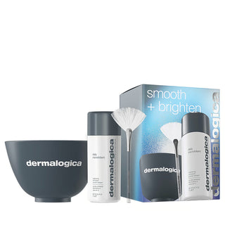 Zestaw wygładzający + rozświetlający Dermalogica: 74g Daily Micro-Scrub Peeling Powder + Maska wachlarzowa Multi-Face Brush + Miska Dermalogica Mieszanie kolorów plastiku Szary