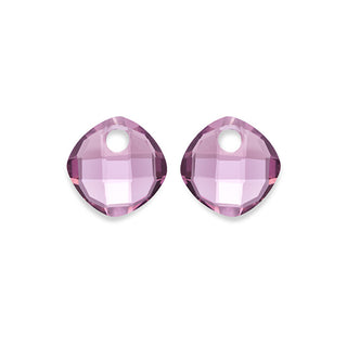 Sparkling Eagem59-Cc Violet Rose-Shaped Drop Earrings 
