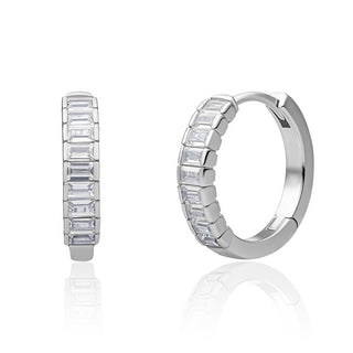 Sparkling Pendientes de aro de plata con circonitas cúbicas Eas23 