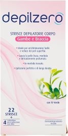Depilzero Strisce Depilatorie Gambe E Braccia 22 Strisce + 4 Salviettine Post Depilazione Con Aloe