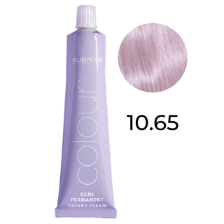 Subrina Professional Colorazione Demi Permanente, Tintura Per Capelli Demi-Permanente Vegana, 10/65 Biondo Chiaro Mogano, 60 ml
