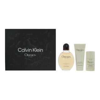 Set Calvin Klein: Obsession Eau De Toilette Men 125 ml + Obsession Anti-Sweat Deodorant Stick Men 75 g + Obsession Calming Aftershave Balm 75 ml 