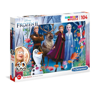 Clementoni SuperColor Frozen II 3D Vision Puzzle 104 pezzi — Puzzle