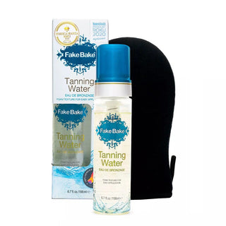 Sada Fake Bake: Opalovací voda Samoopalovací sprej 198 ml + Fake Bake Opalovací rukavice Černé 