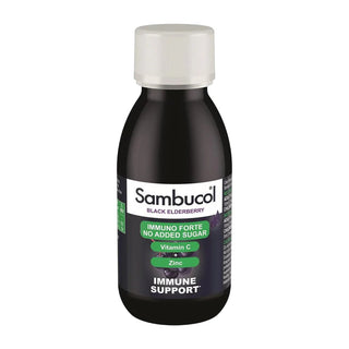 Sambucol Immuno Forte Bez cukru Černý bez Vitamin C a zinek Podporuje imunitní systém Sirup 120 ml 