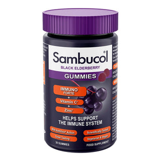 Sambucol Immuno Forte+ Černý bez Vitamin C a Zinek Podpora imunitního systému Želé bonbóny 30 kusů 